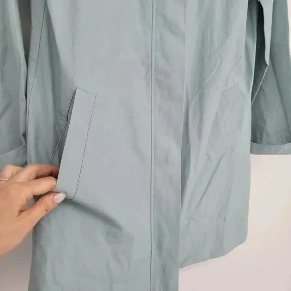 Eileen Fisher Petites Hidden Hood Rain Jacket lightweight blue size Xsmall - Picture 5 of 8